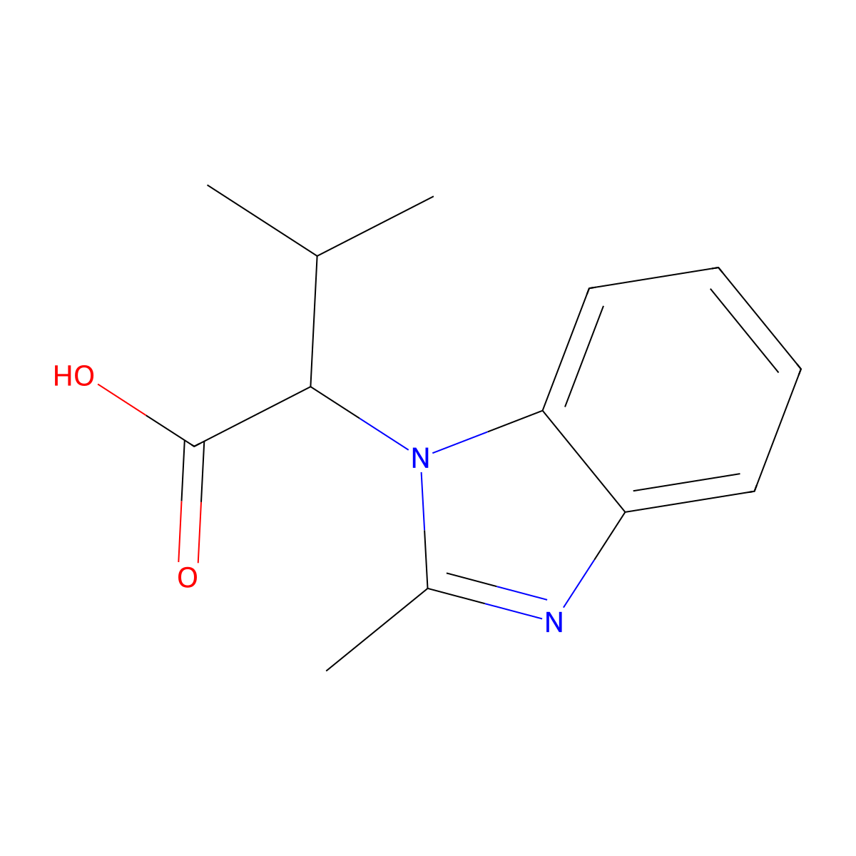 3-methyl-2-(2-methyl-1H-1,3-benzodiazol-1-yl)butanoic acid molecular structure, CAS 1016703-24-4