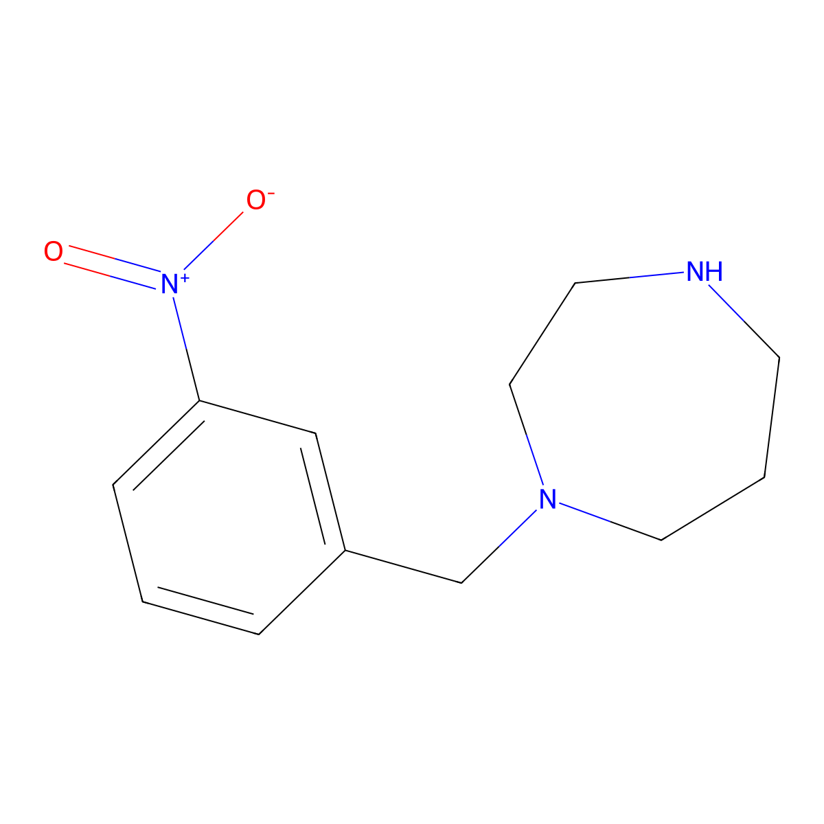 1-[(3-Nitrophenyl)methyl]-1,4-diazepane molecular structure, CAS 1016703-63-1
