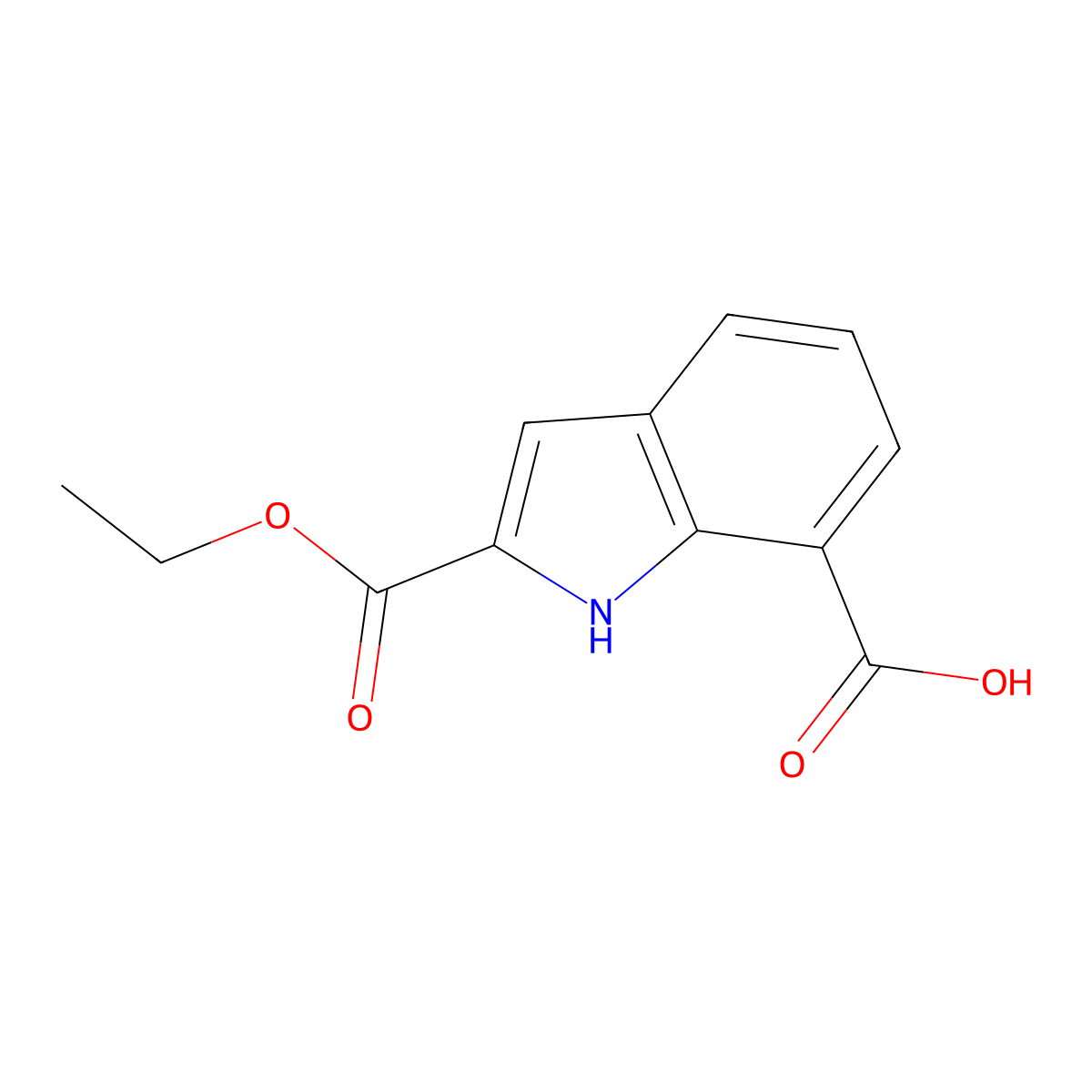 2-(Ethoxycarbonyl)-1H-indole-7-carboxylic acid molecular structure, CAS 1016703-71-1