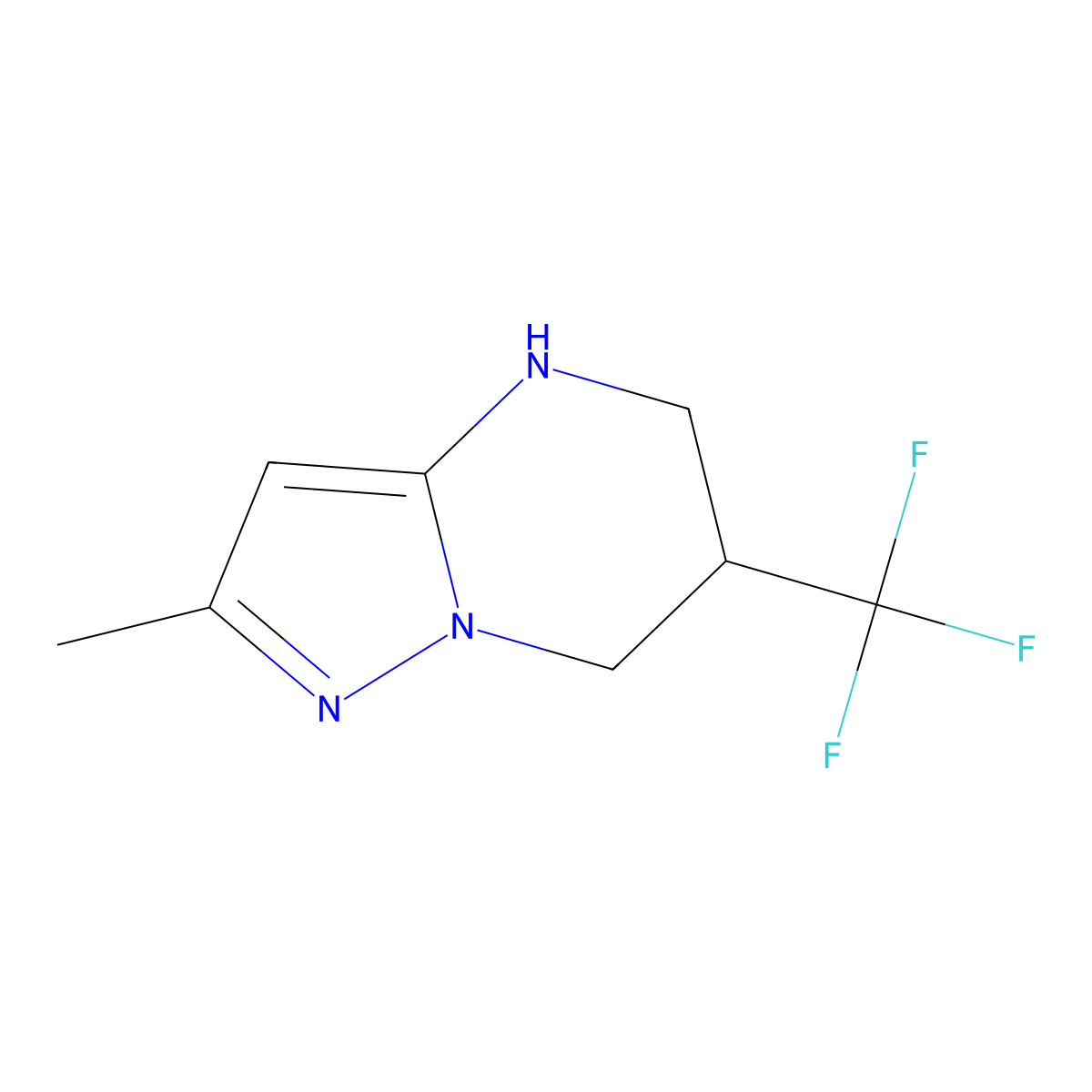 2-methyl-6-(trifluoromethyl)-4H,5H,6H,7H-pyrazolo[1,5-a]pyrimidine molecular structure, CAS 1016703-80-2