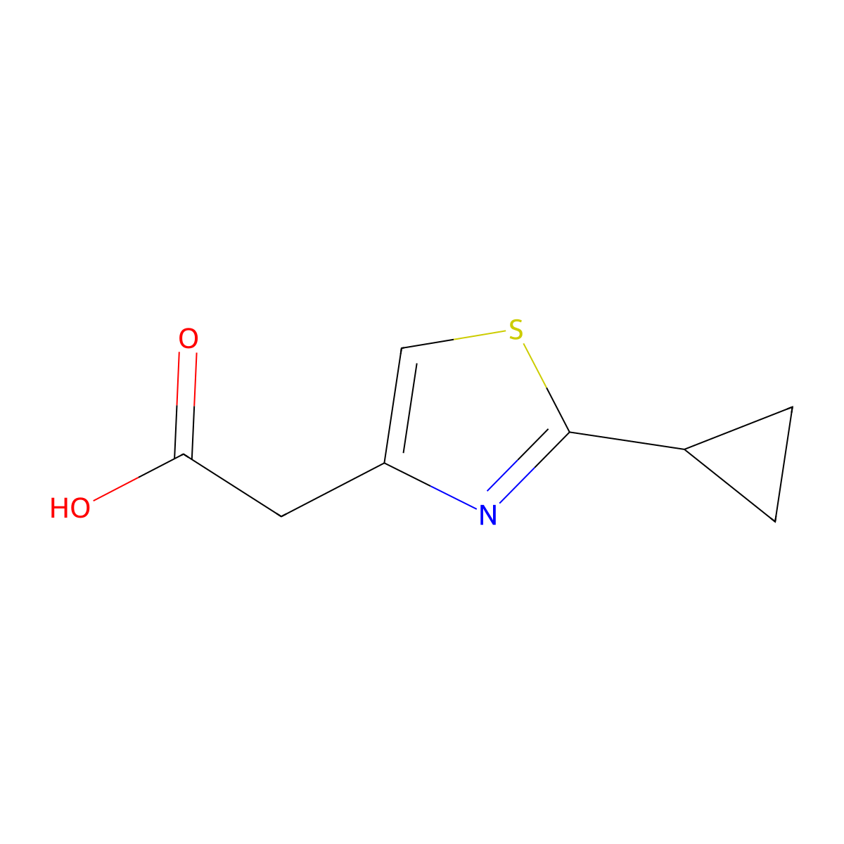 2-(2-Cyclopropyl-1,3-thiazol-4-YL)acetic acid molecular structure, CAS 1016703-94-8