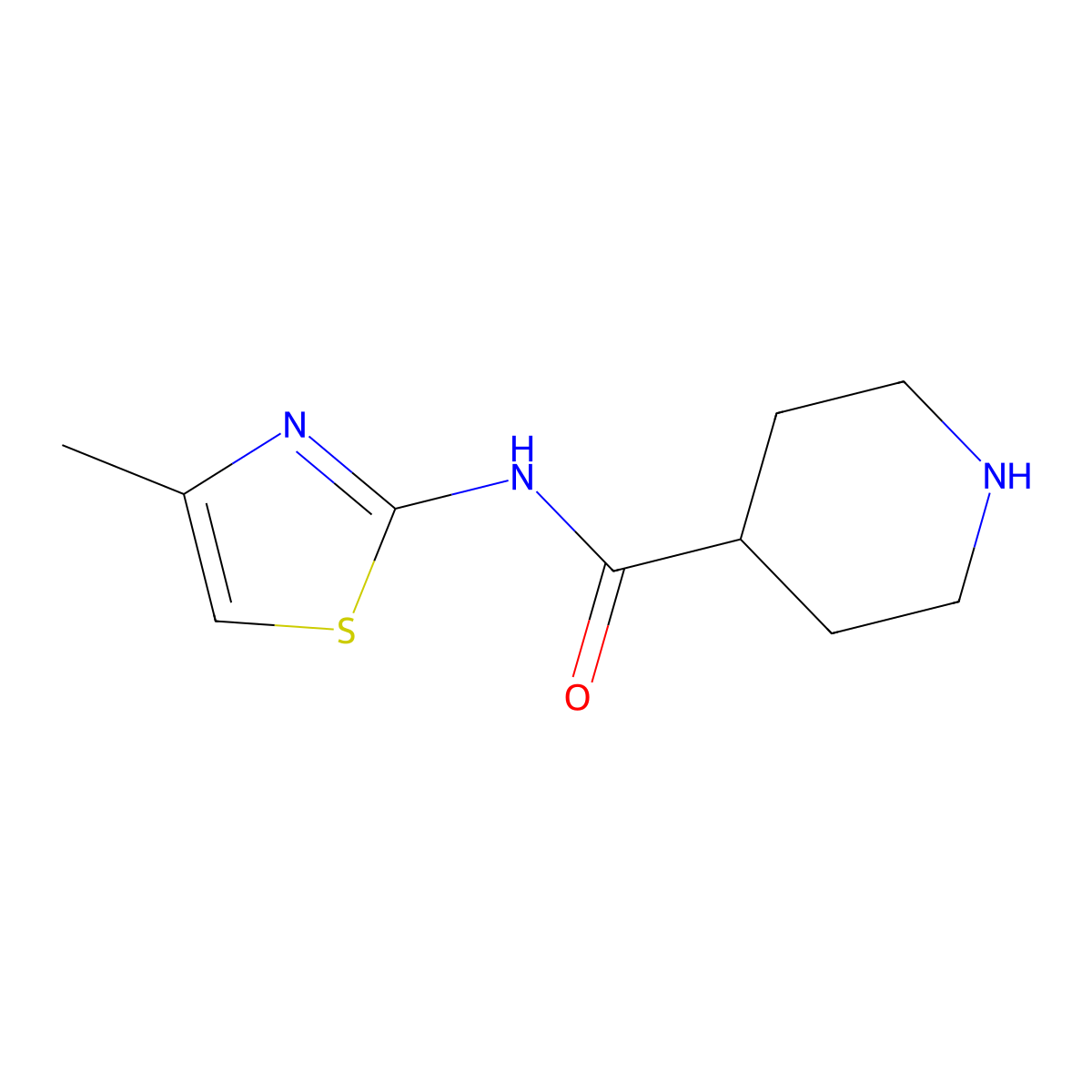 N-(4-methyl-1,3-thiazol-2-yl)piperidine-4-carboxamide molecular structure, CAS 1016703-98-2