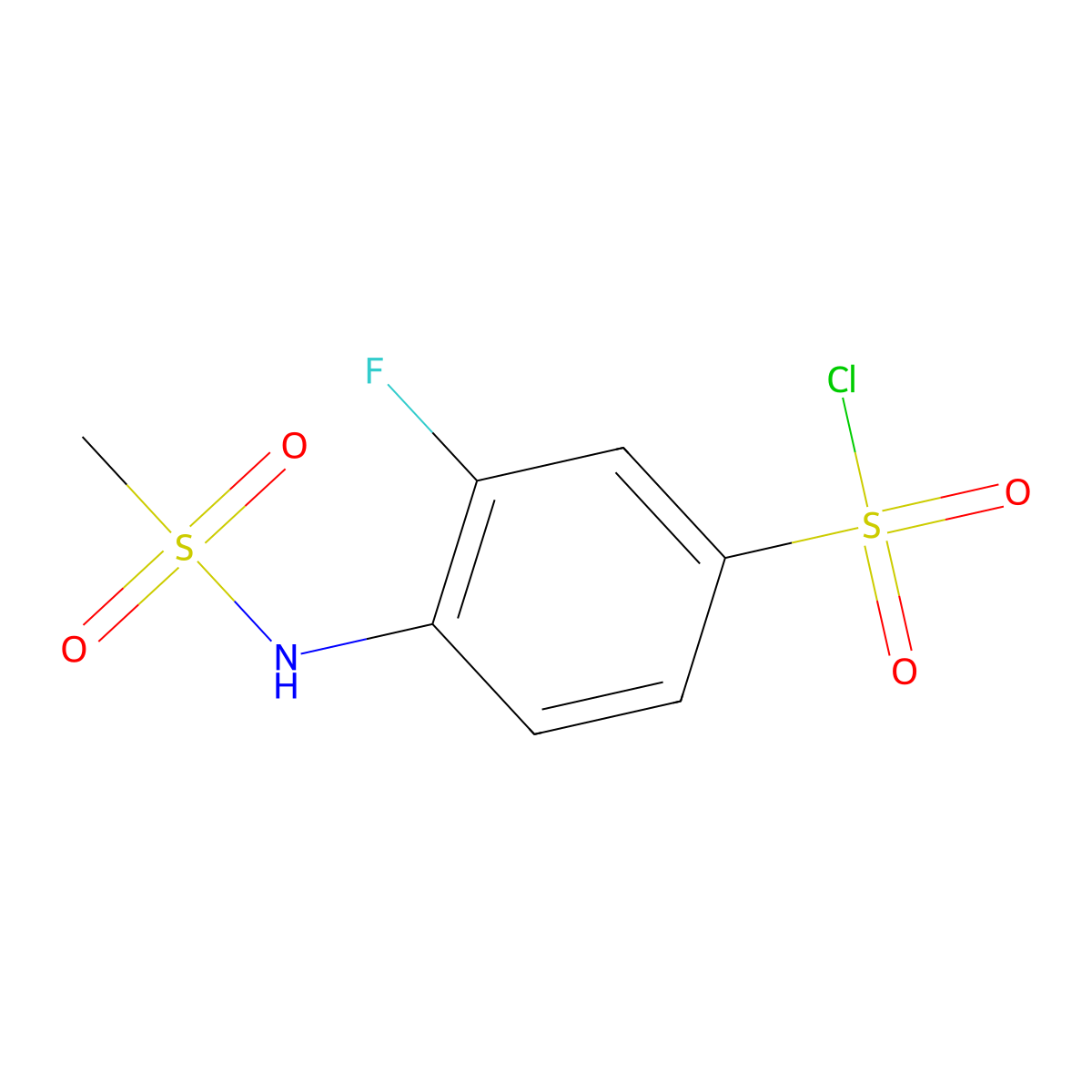 3-Fluoro-4-methanesulfonamidobenzene-1-sulfonyl chloride molecular structure, CAS 1016704-20-3