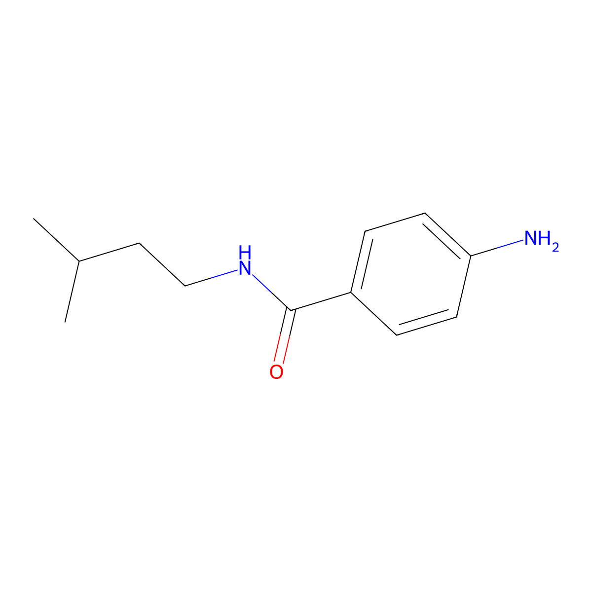 4-amino-N-(3-methylbutyl)benzamide molecular structure, CAS 1016704-42-9