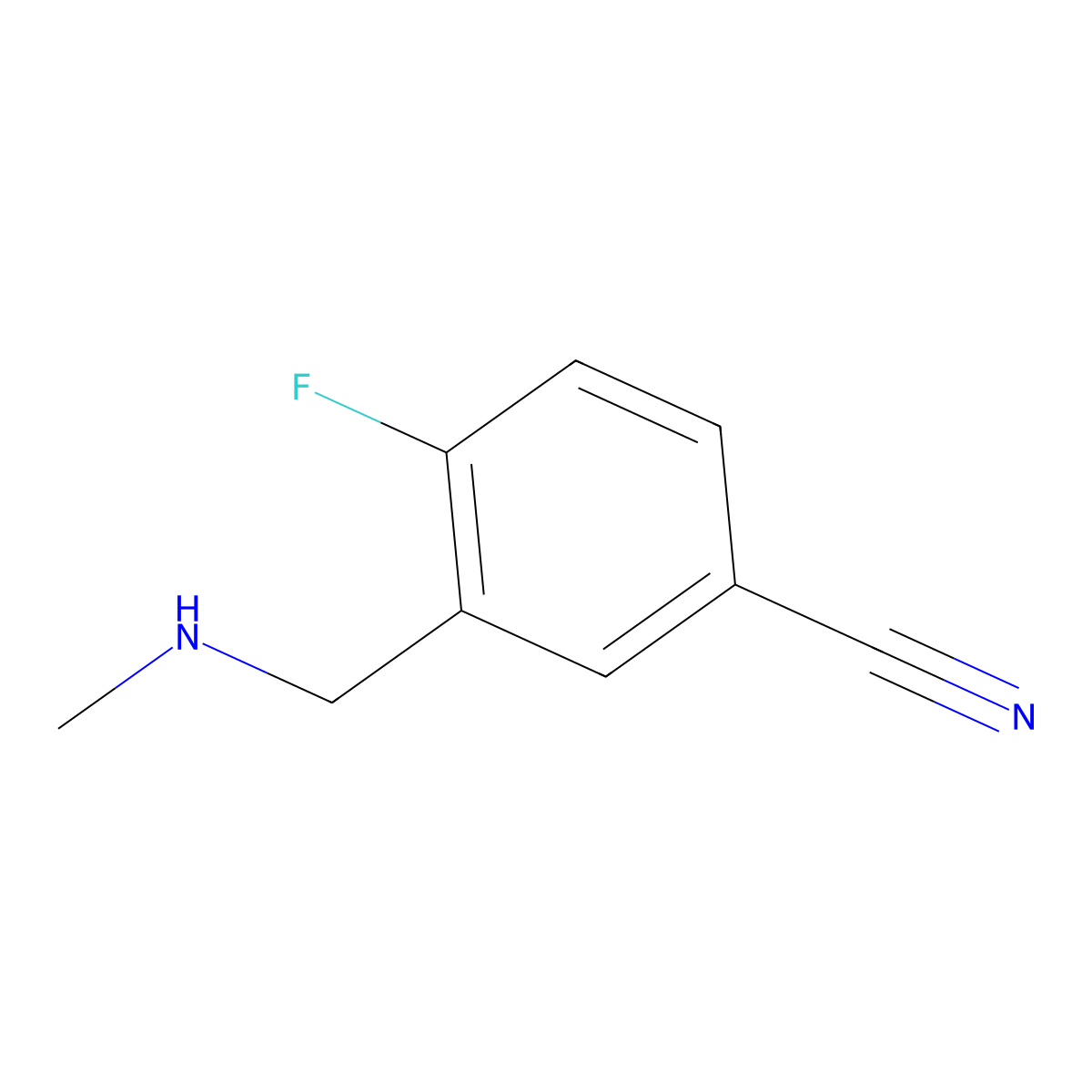 4-Fluoro-3-[(methylamino)methyl]benzonitrile molecular structure, CAS 1016704-54-3