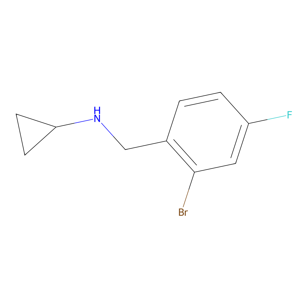 N-(2-bromo-4-fluorobenzyl)cyclopropanamine molecular structure, CAS 1016706-75-4