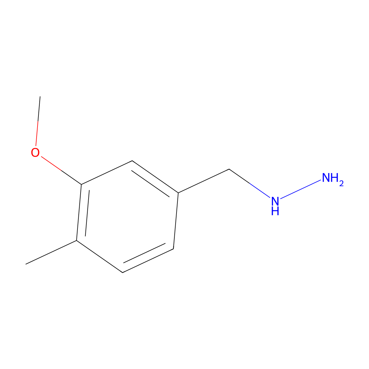 1-[(3-Methoxy-4-methylphenyl)methyl]hydrazine molecular structure, CAS 1016706-93-6