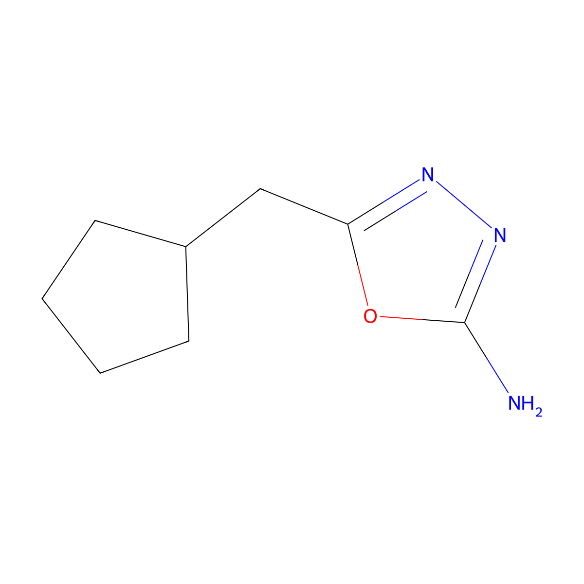 5-(Cyclopentylmethyl)-1,3,4-oxadiazol-2-amine molecular structure, CAS 1016707-50-8