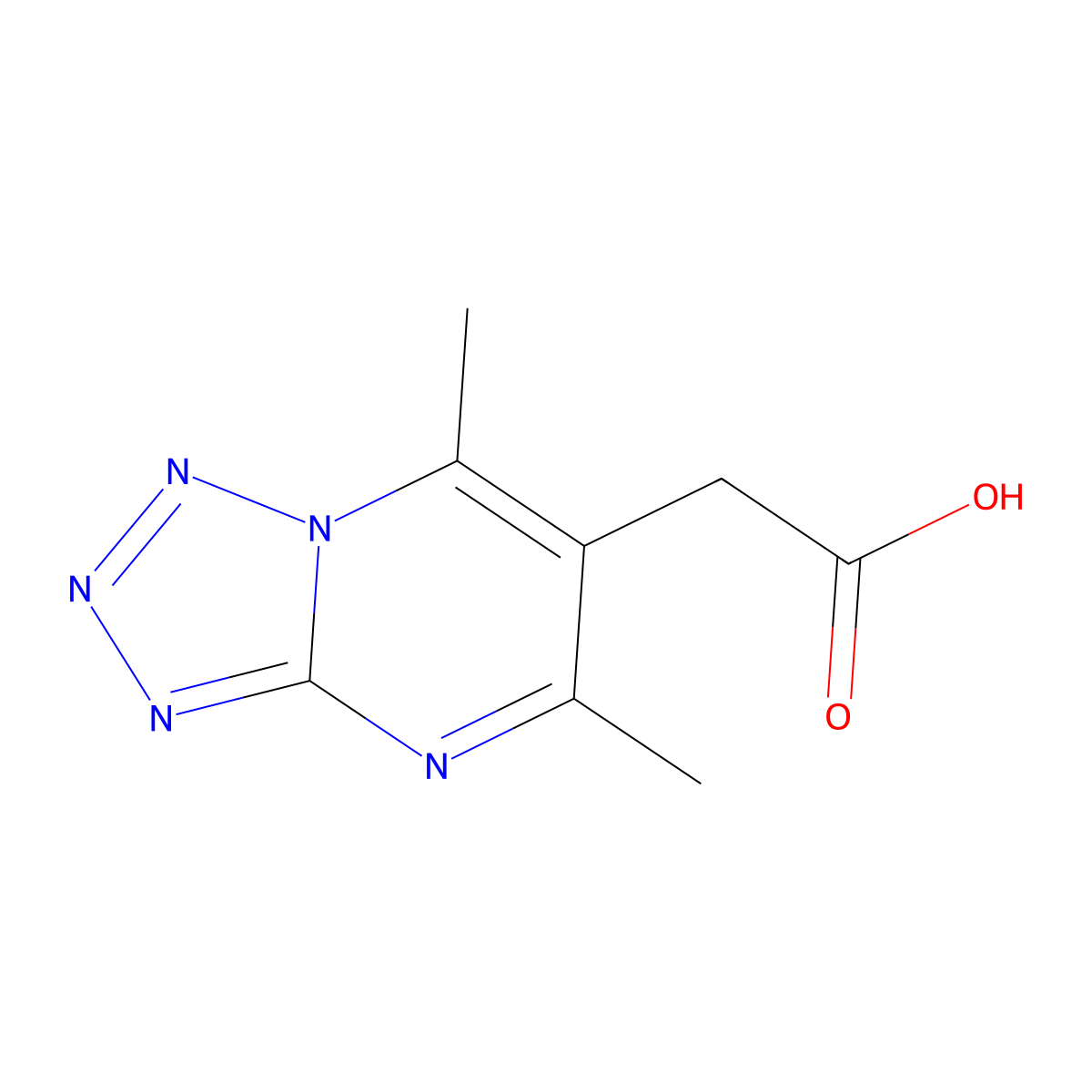 2-{Dimethyl-[1,2,3,4]tetrazolo[1,5-a]pyrimidin-6-yl}acetic acid molecular structure, CAS 1016708-53-4