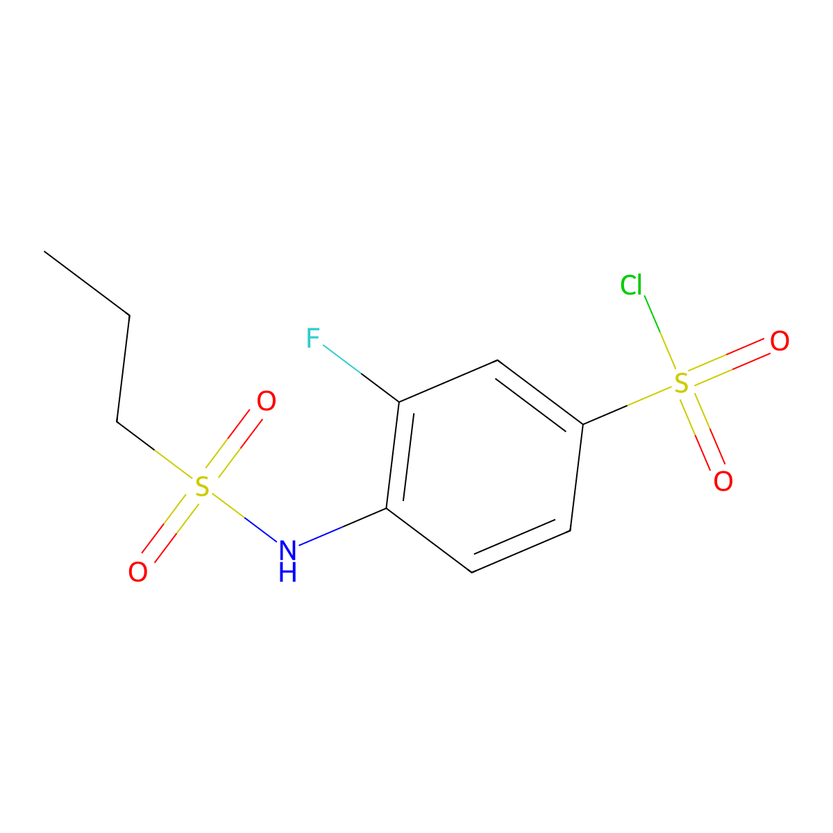 3-Fluoro-4-(propane-1-sulfonamido)benzene-1-sulfonyl chloride molecular structure, CAS 1016709-79-7