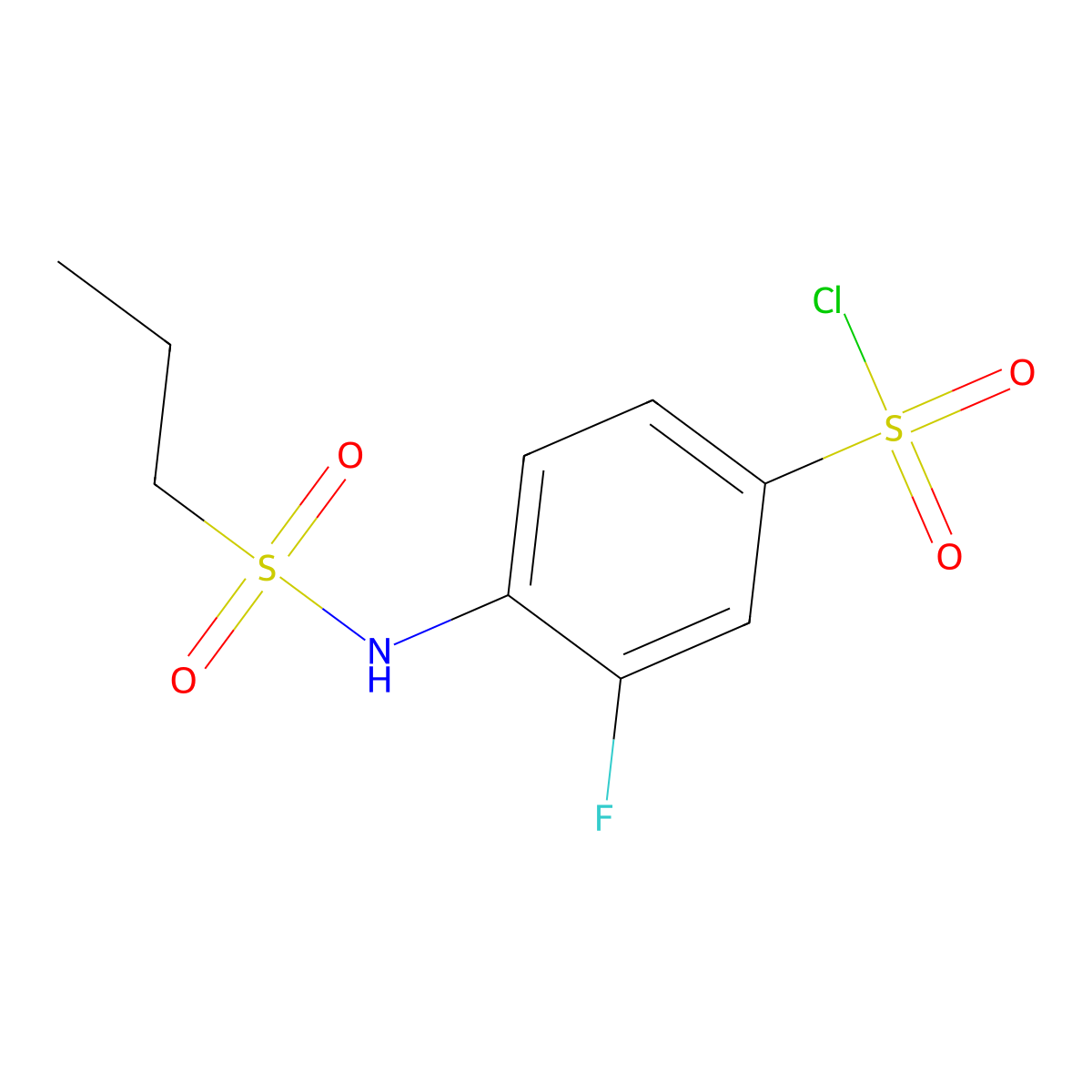 3-Fluoro-4-(propane-1-sulfonamido)benzene-1-sulfonyl chloride molecular structure, CAS 1016709-79-7