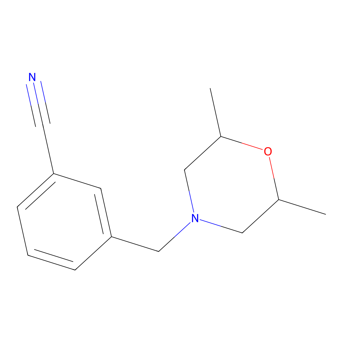 3-[(2,6-Dimethylmorpholin-4-yl)methyl]benzonitrile molecular structure, CAS 1016709-98-0