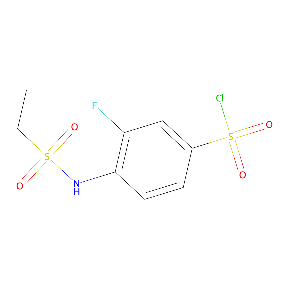 4-Ethanesulfonamido-3-fluorobenzene-1-sulfonyl chloride molecular structure, CAS 1016711-12-8