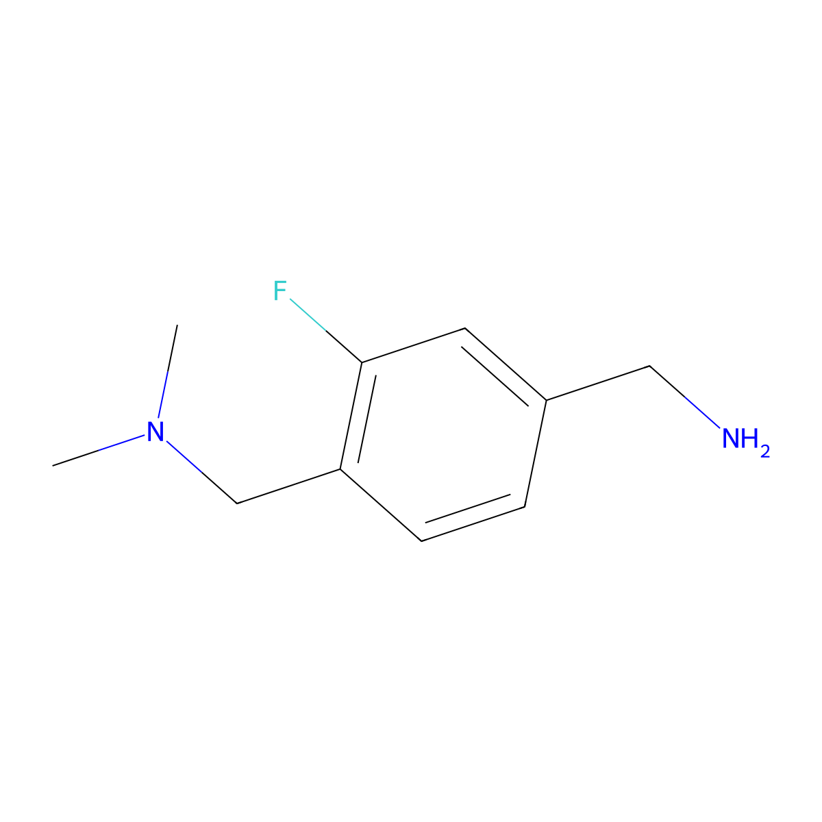 {4-[(Dimethylamino)methyl]-3-fluorophenyl}methanamine molecular structure, CAS 1016711-83-3