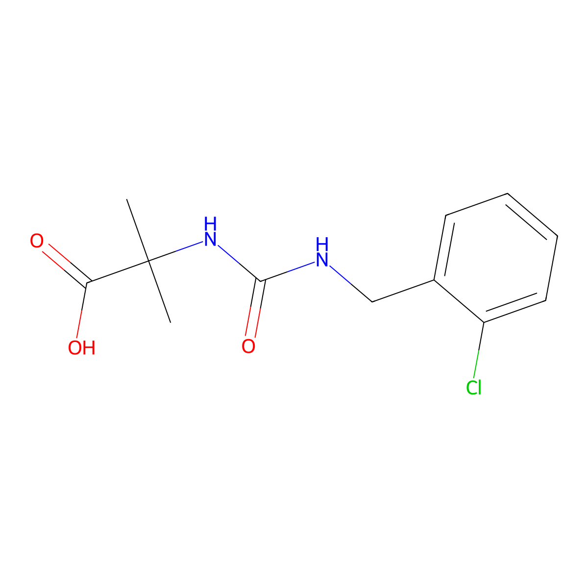 2-({[(2-Chlorophenyl)methyl]carbamoyl}amino)-2-methylpropanoic acid molecular structure, CAS 1016712-62-1