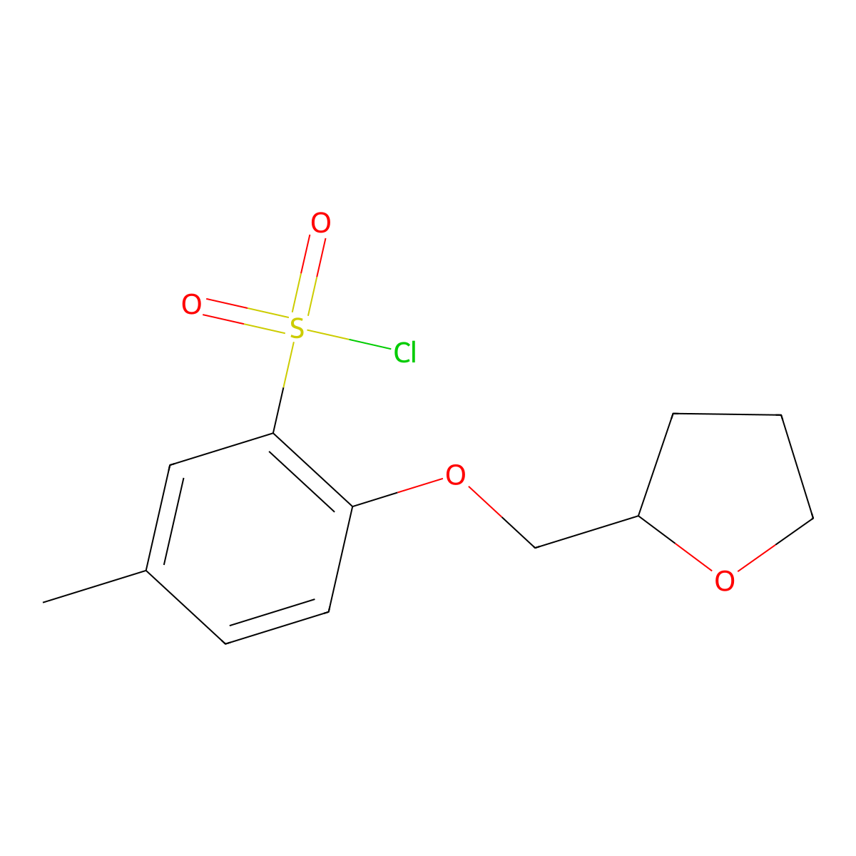 5-Methyl-2-(oxolan-2-ylmethoxy)benzene-1-sulfonyl chloride molecular structure, CAS 1016712-73-4