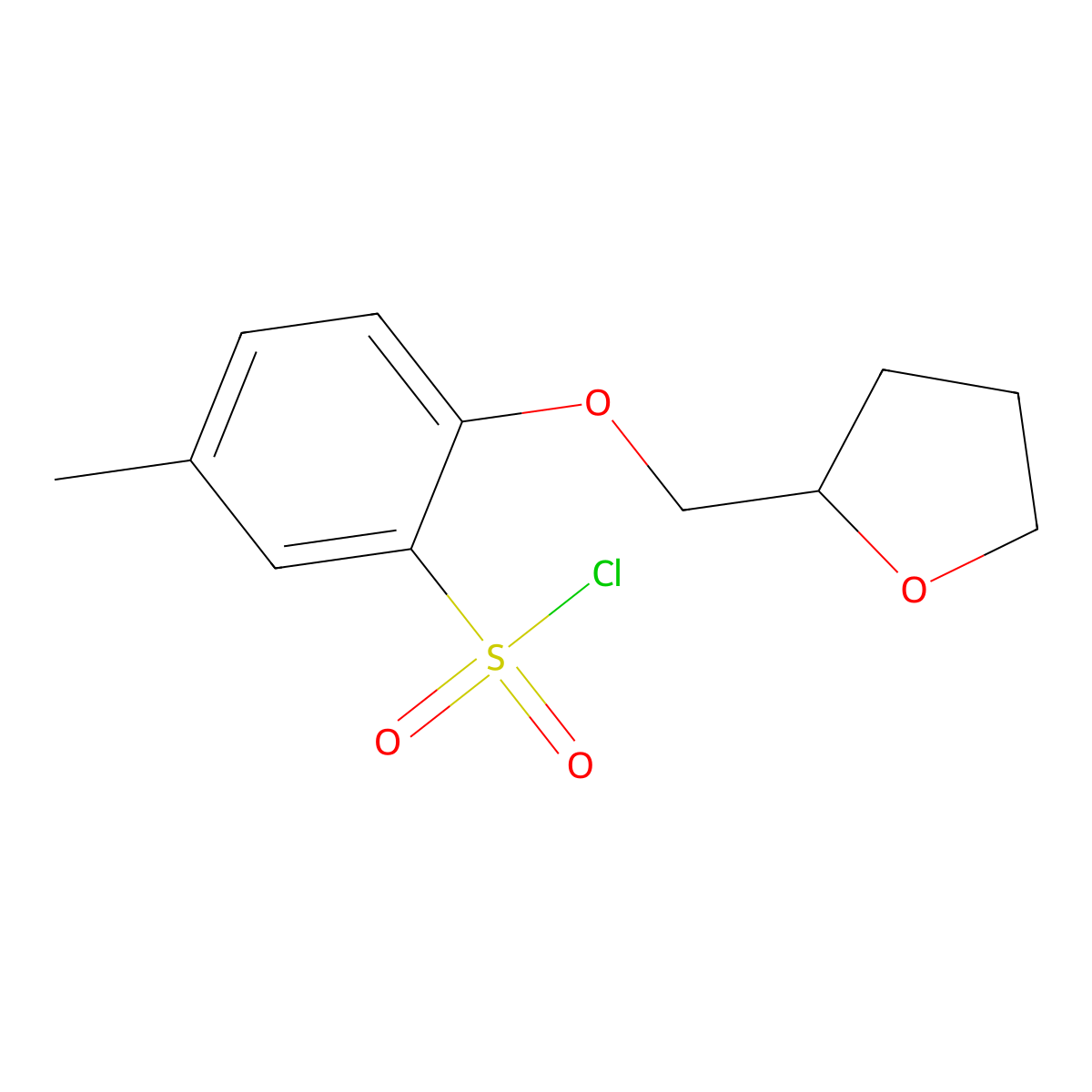 5-Methyl-2-(oxolan-2-ylmethoxy)benzene-1-sulfonyl chloride molecular structure, CAS 1016712-73-4