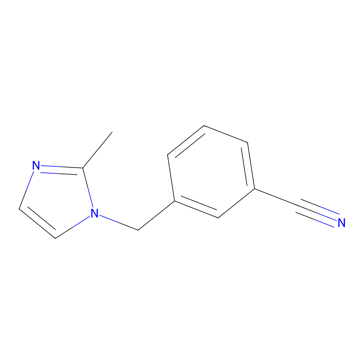 3-((2-methyl-1H-imidazol-1-yl)methyl)benzonitrile molecular structure, CAS 1016716-83-8