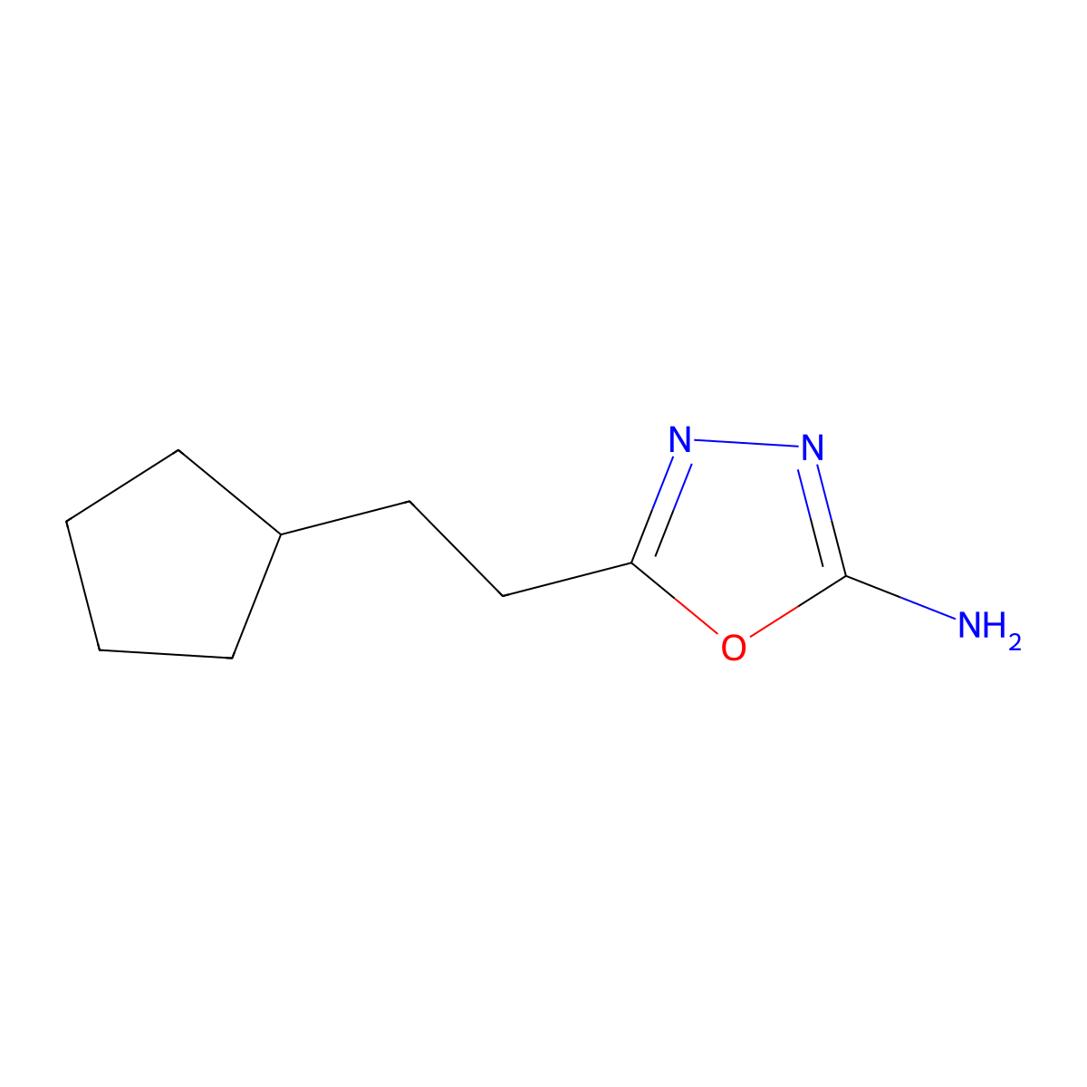 5-(2-Cyclopentylethyl)-1,3,4-oxadiazol-2-amine molecular structure, CAS 1016718-14-1