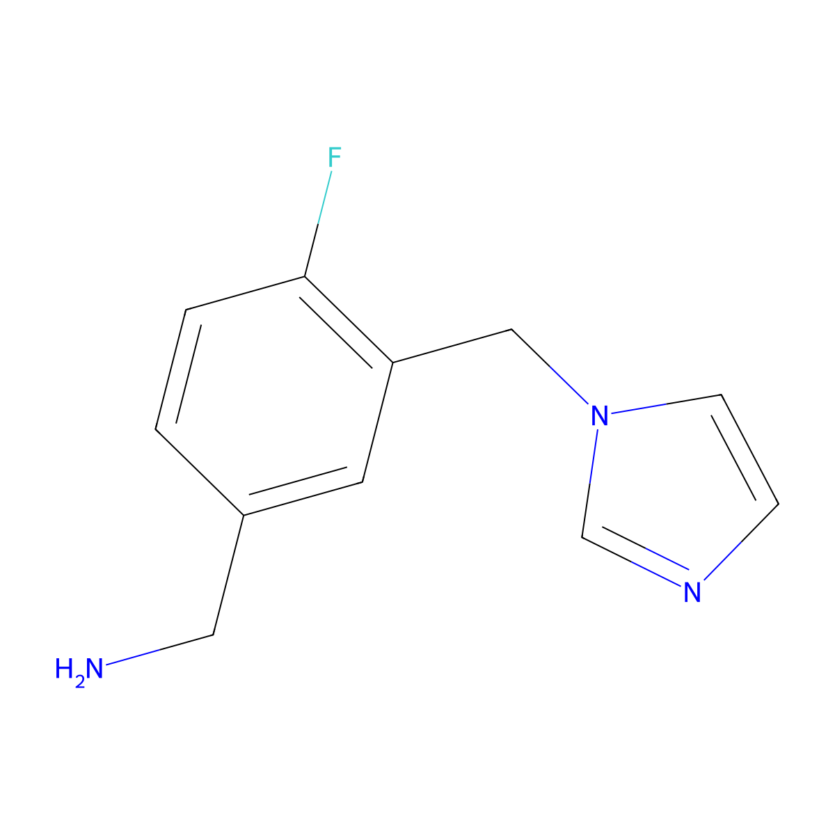 (3-((1H-Imidazol-1-yl)methyl)-4-fluorophenyl)methanamine molecular structure, CAS 1016719-15-5