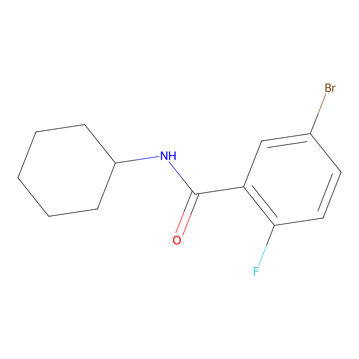 5-bromo-N-cyclohexyl-2-fluorobenzamide molecular structure, CAS 1016720-90-3