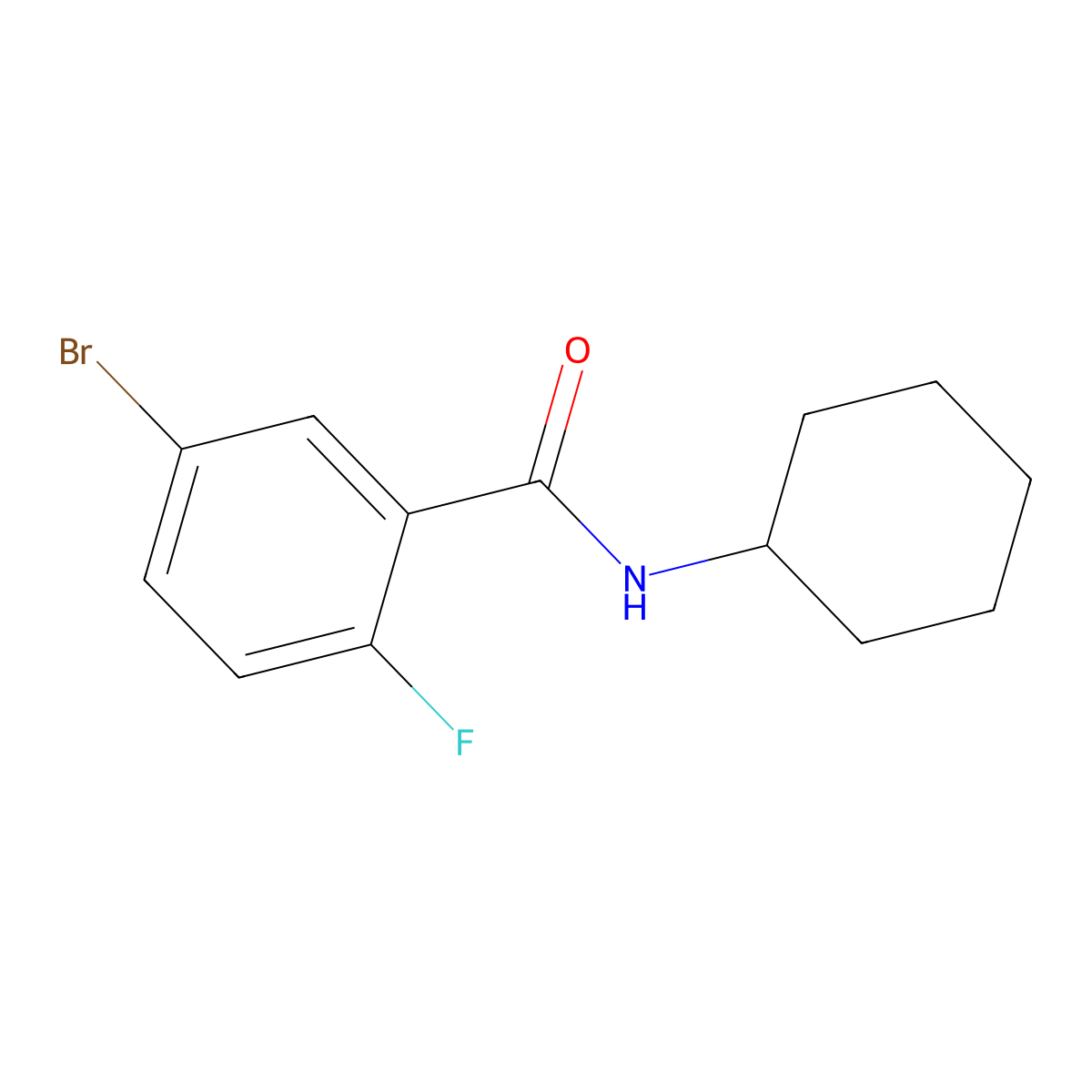 5-bromo-N-cyclohexyl-2-fluorobenzamide molecular structure, CAS 1016720-90-3