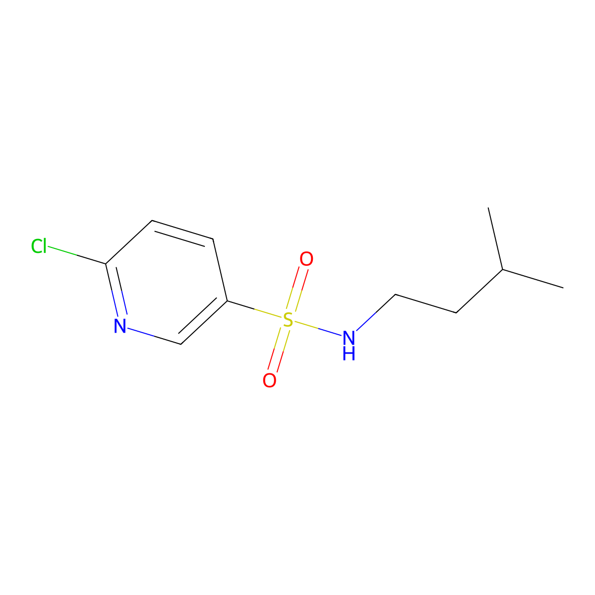 6-chloro-N-(3-methylbutyl)pyridine-3-sulfonamide molecular structure, CAS 1016723-22-0