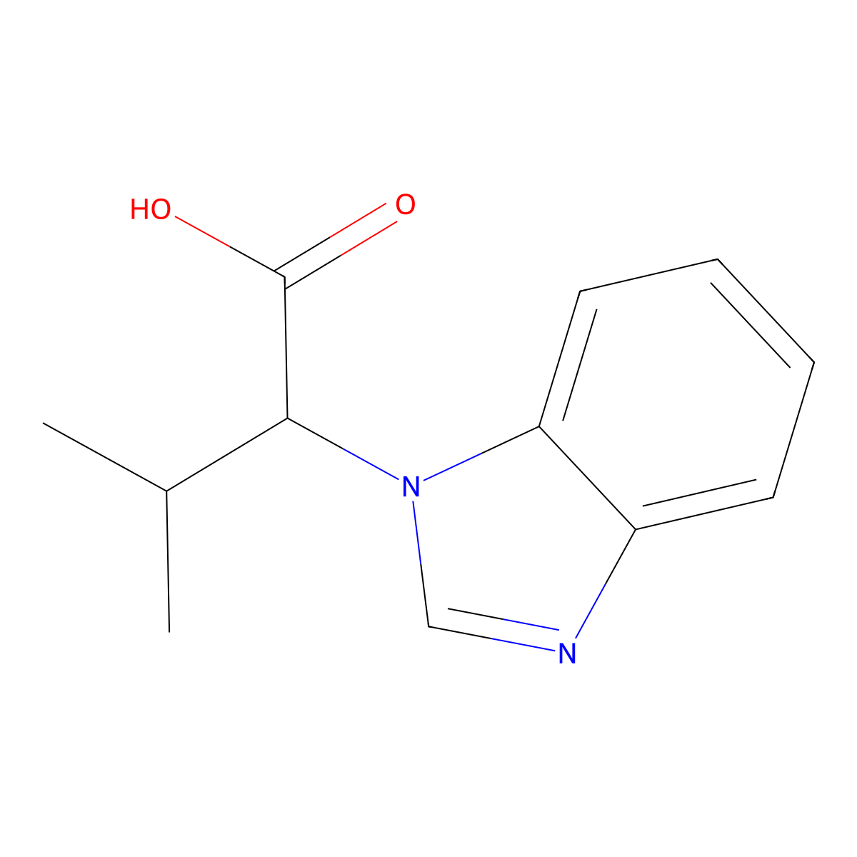 2-(1H-1,3-benzodiazol-1-yl)-3-methylbutanoic acid molecular structure, CAS 1016723-54-8