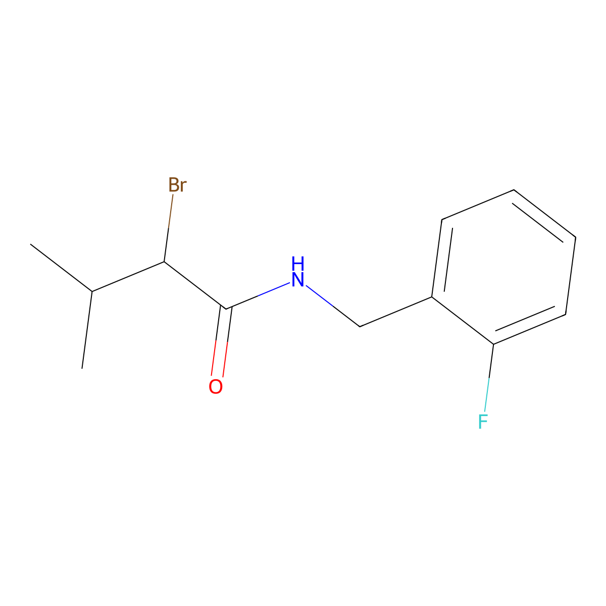 2-bromo-N-[(2-fluorophenyl)methyl]-3-methylbutanamide molecular structure, CAS 1016726-55-8