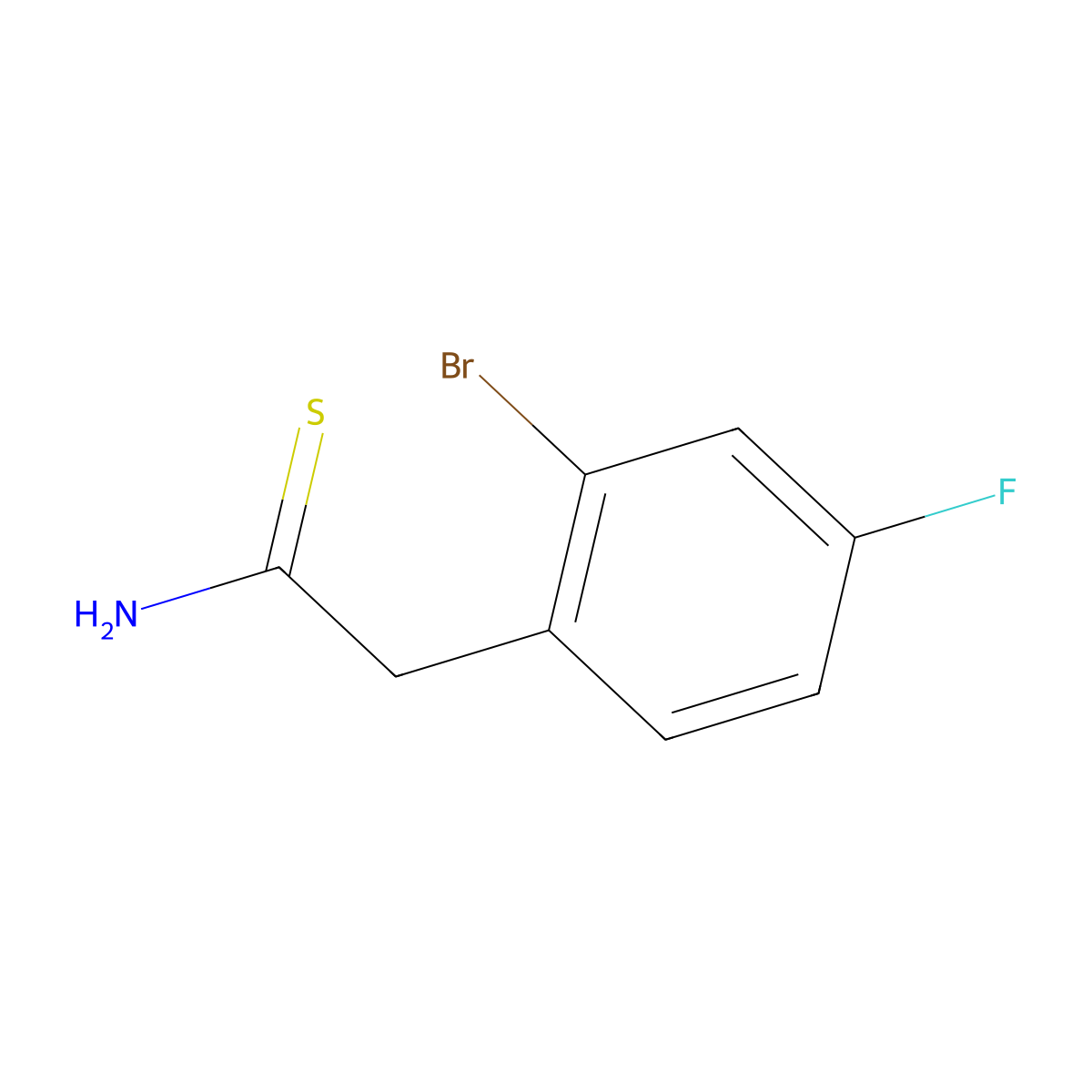 2-(2-Bromo-4-fluorophenyl)ethanethioamide molecular structure, CAS 1016726-84-3