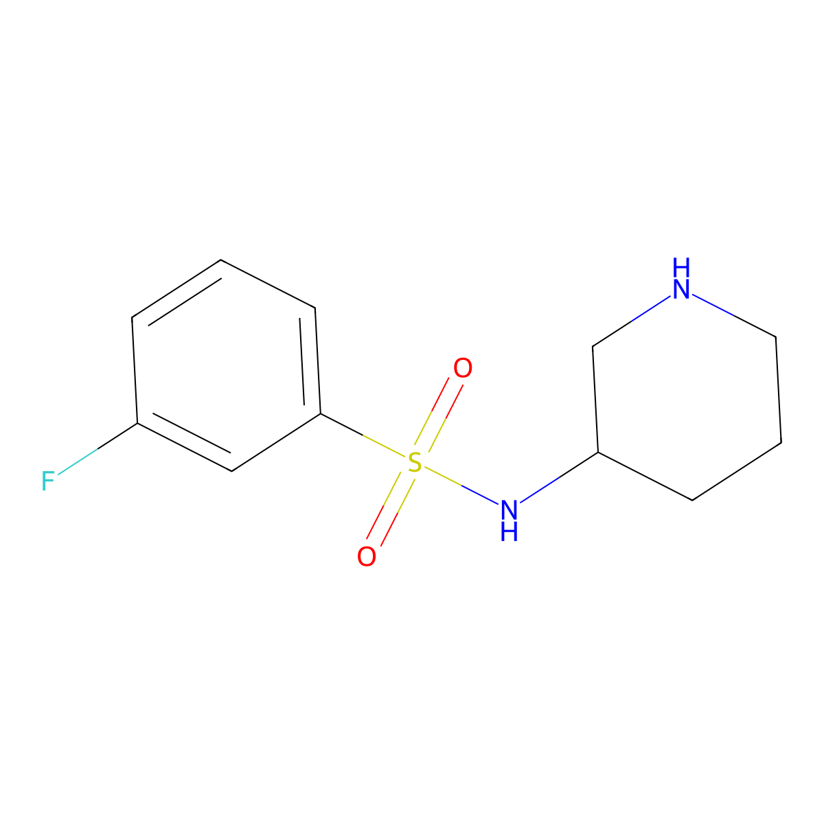 3-fluoro-N-(piperidin-3-yl)benzene-1-sulfonamide molecular structure, CAS 1016727-39-1
