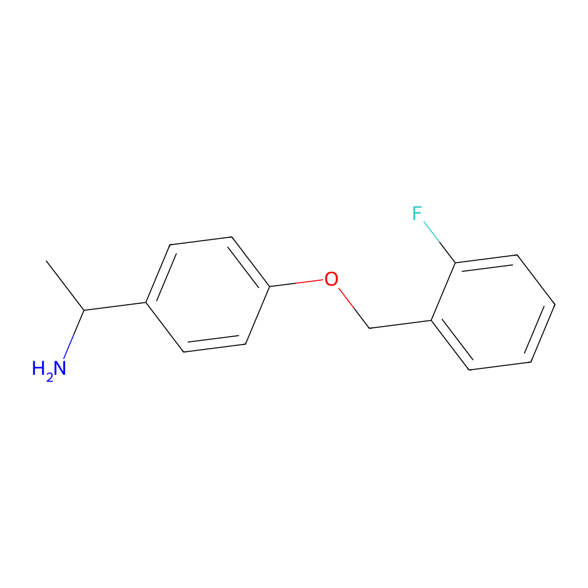 1-(4-[(2-Fluorophenyl)methoxy]phenyl)ethan-1-amine molecular structure, CAS 1016727-44-8