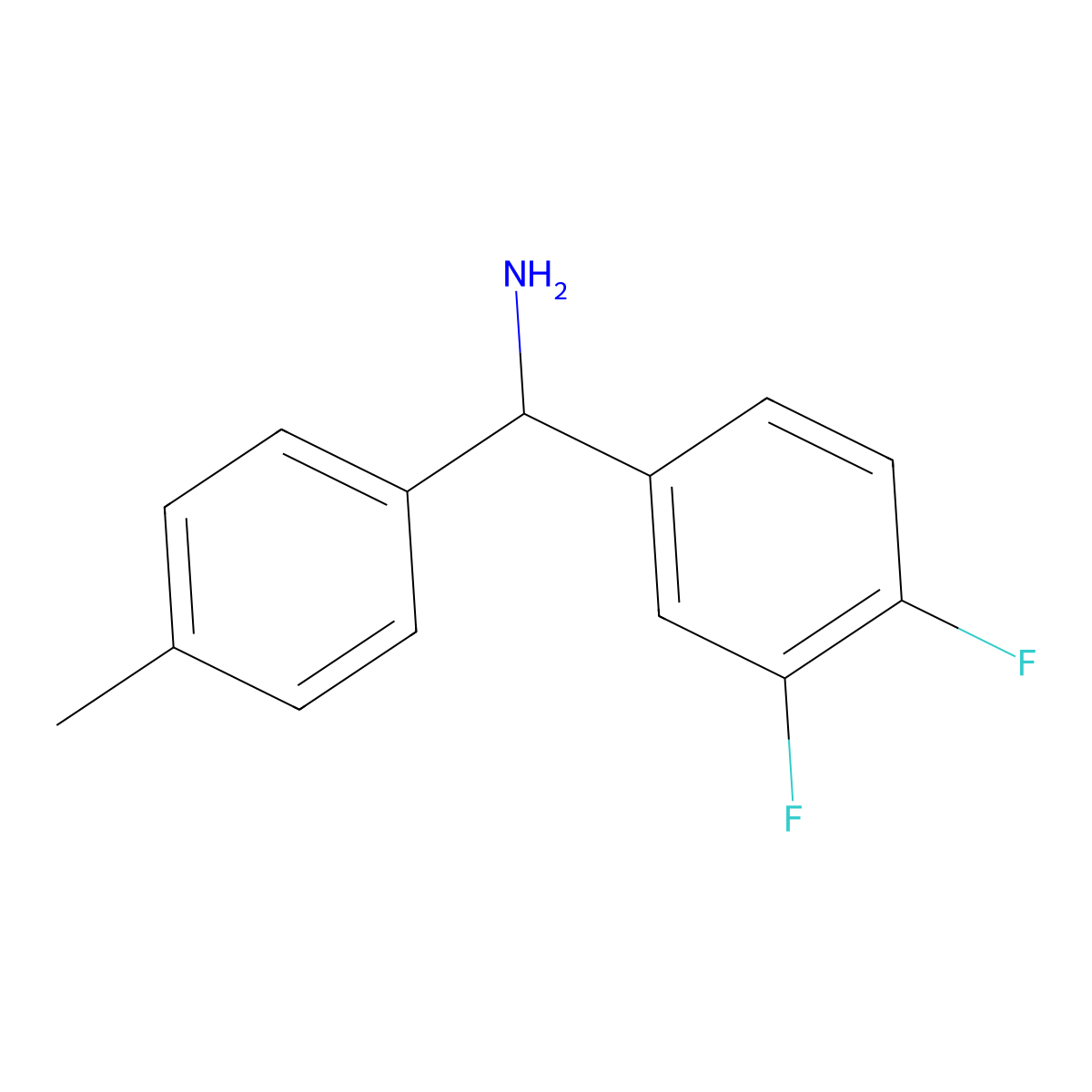 (3,4-Difluorophenyl)(p-tolyl)methanamine molecular structure, CAS 1016729-04-6