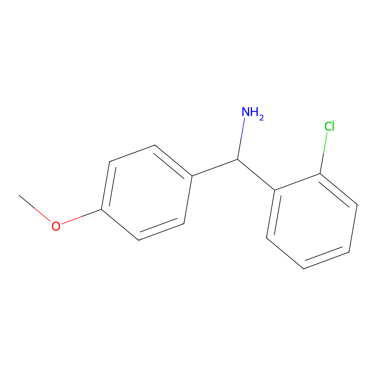 (2-Chlorophenyl)(4-methoxyphenyl)methanamine molecular structure, CAS 1016729-95-5