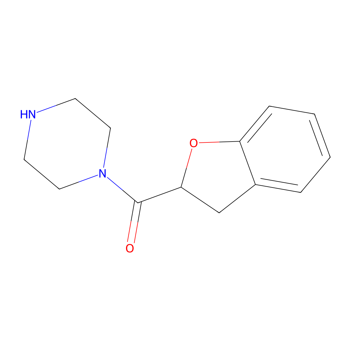 1-(2,3-Dihydro-1-benzofuran-2-carbonyl)piperazine molecular structure, CAS 1016733-45-1