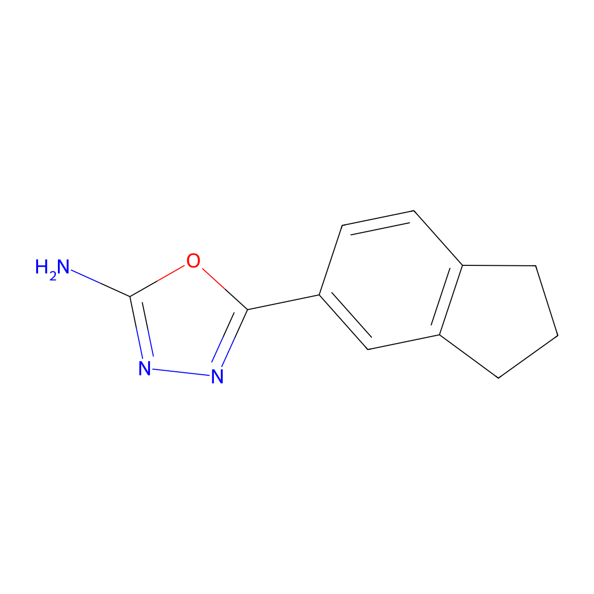 5-(2,3-dihydro-1H-inden-5-yl)-1,3,4-oxadiazol-2-amine molecular structure, CAS 1016733-47-3