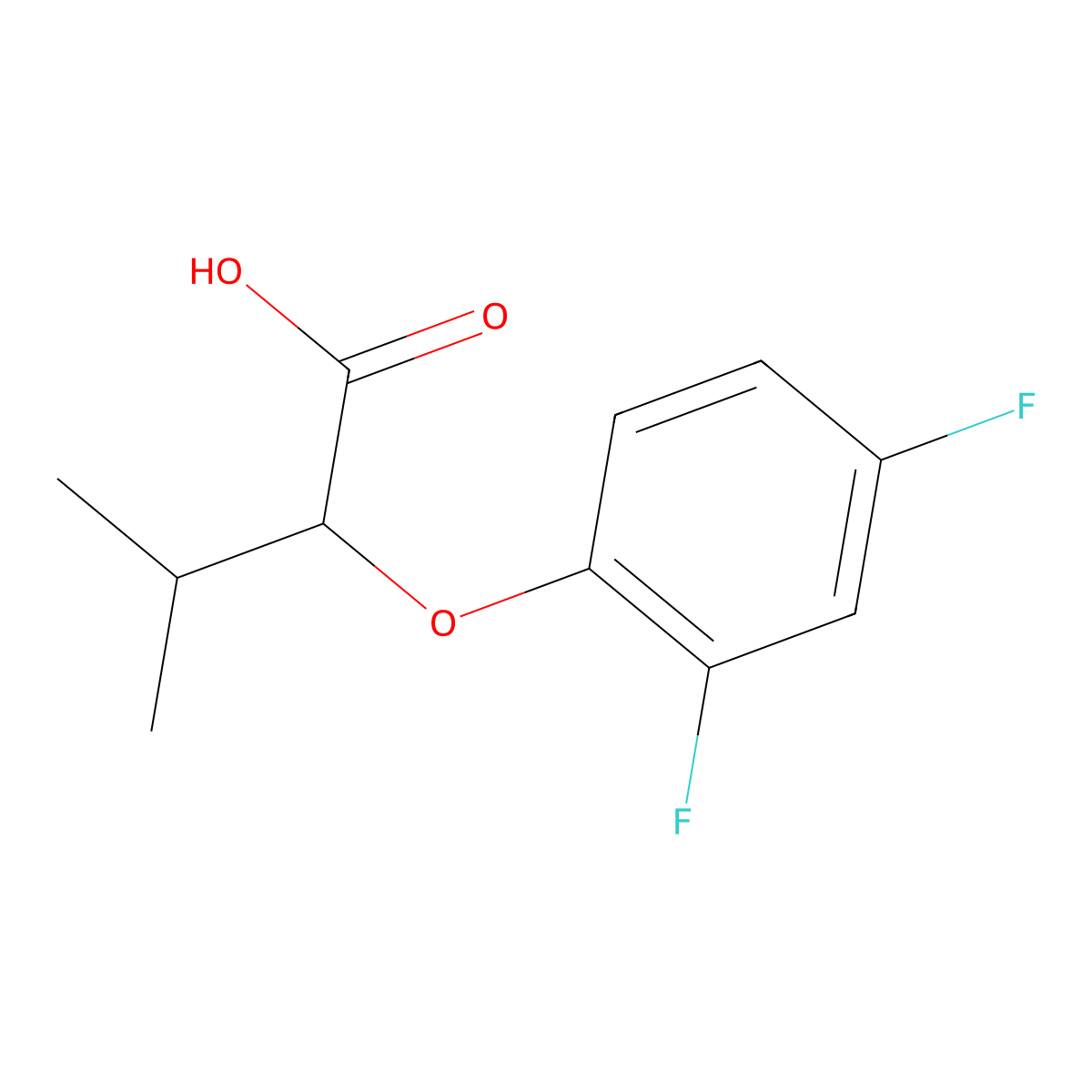 2-(2,4-Difluorophenoxy)-3-methylbutanoic acid molecular structure, CAS 1016734-04-5