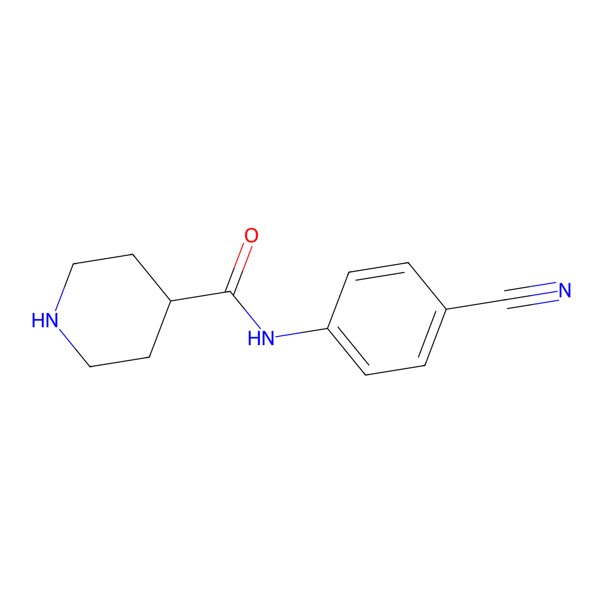 N-(4-cyanophenyl)piperidine-4-carboxamide molecular structure, CAS 1016734-18-1