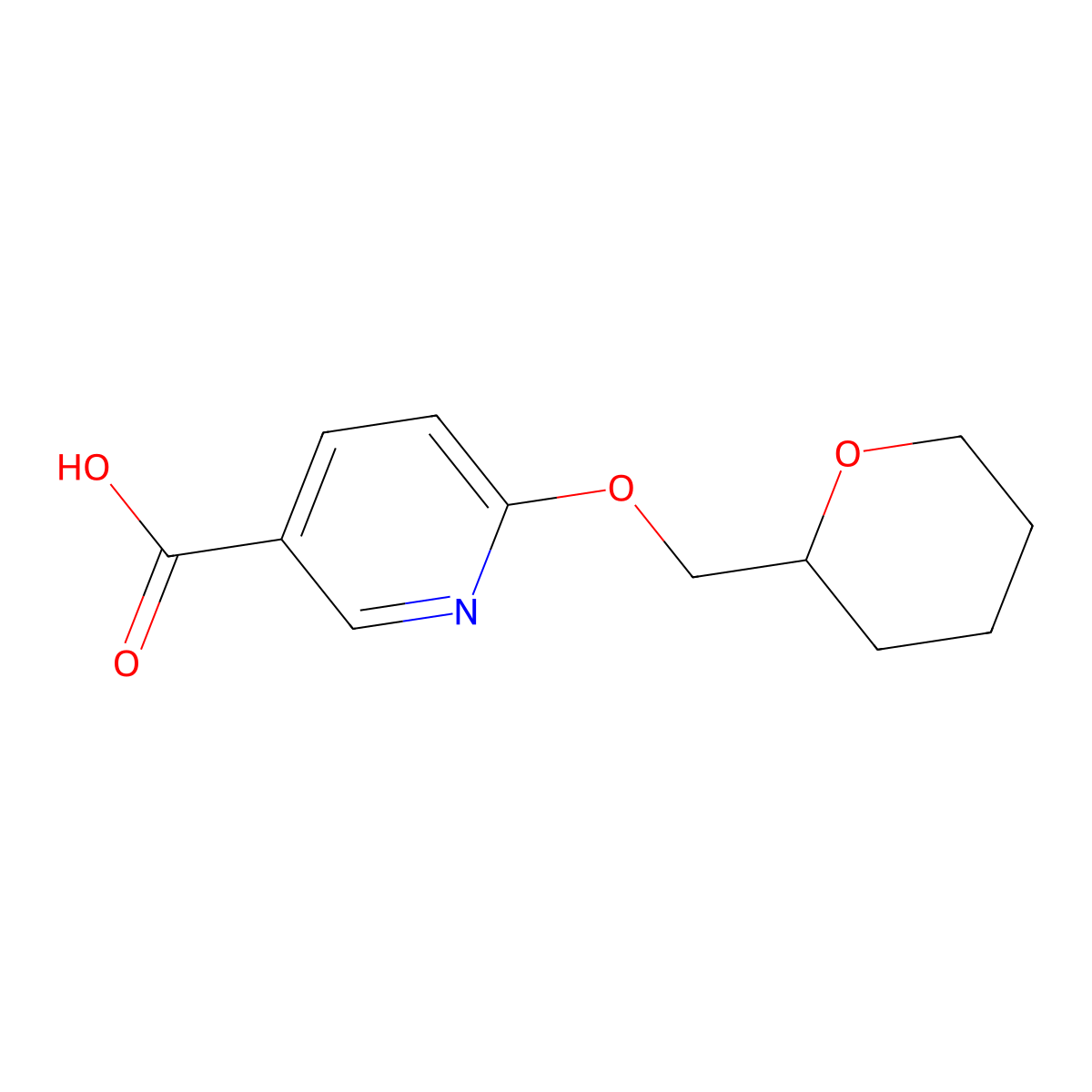 6-(Tetrahydro-2H-pyran-2-ylmethoxy)nicotinic acid molecular structure, CAS 1016735-31-1
