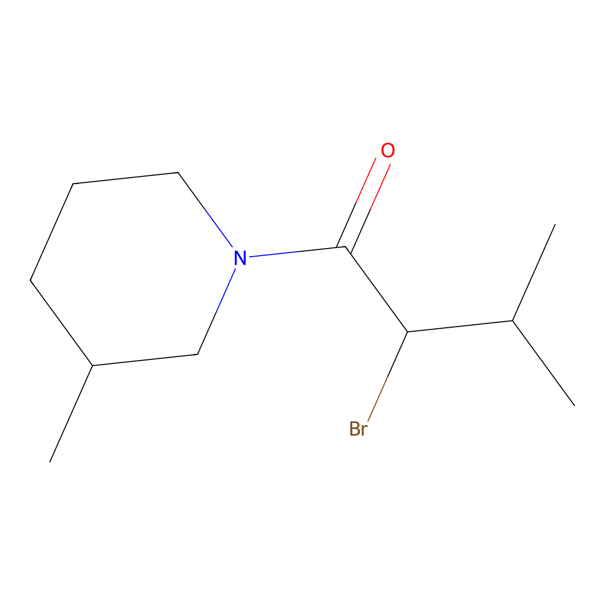 2-Bromo-3-methyl-1-(3-methylpiperidin-1-yl)butan-1-one molecular structure, CAS 1016737-57-7