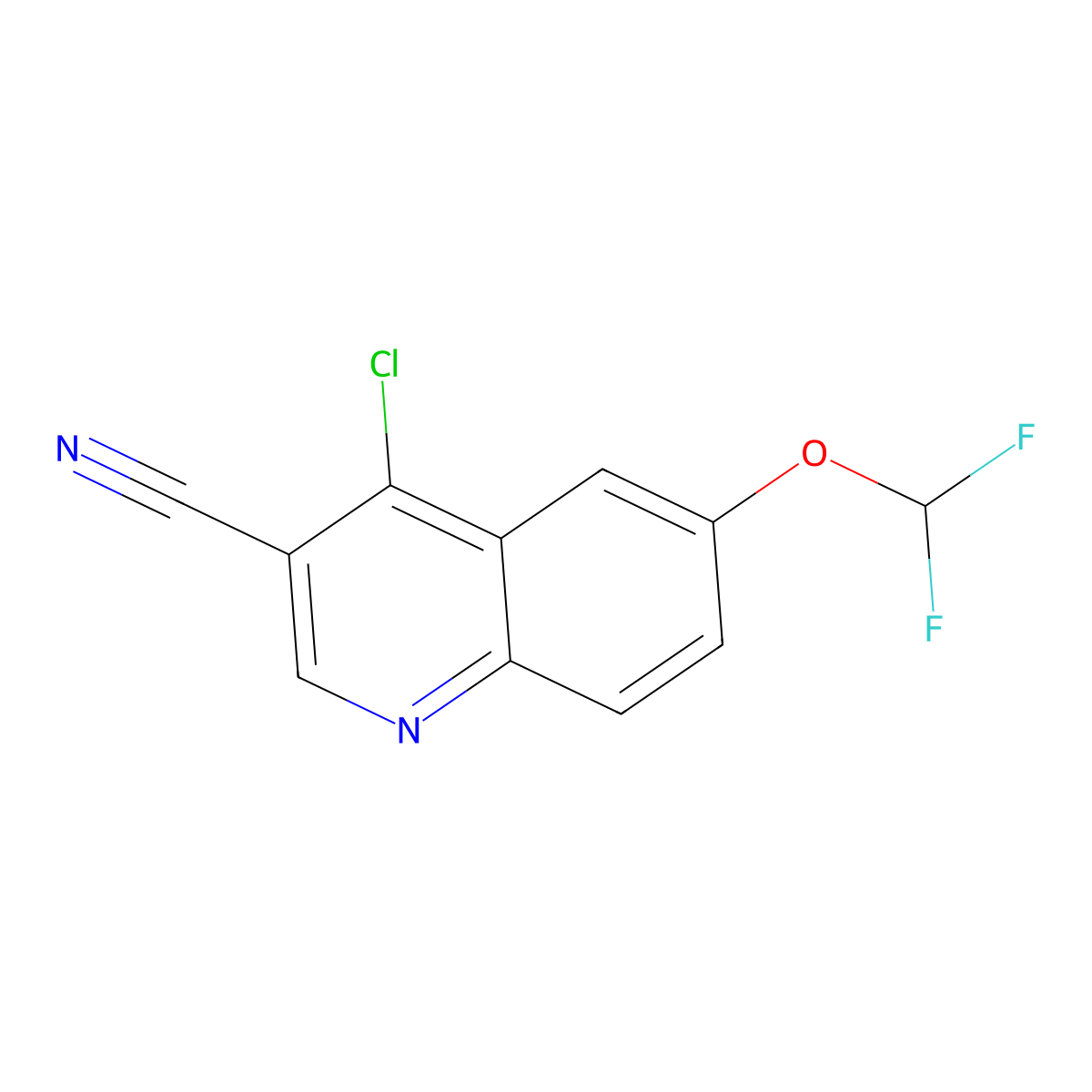 4-Chloro-6-(difluoromethoxy)quinoline-3-carbonitrile molecular structure, CAS 1016737-91-9