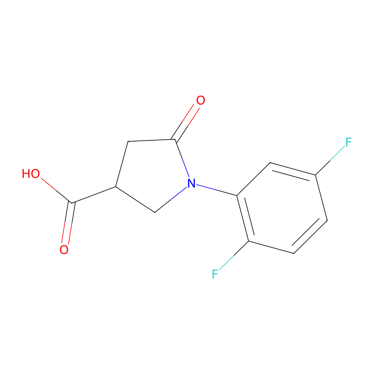 1-(2,5-Difluorophenyl)-5-oxopyrrolidine-3-carboxylic acid molecular structure, CAS 1016739-65-3