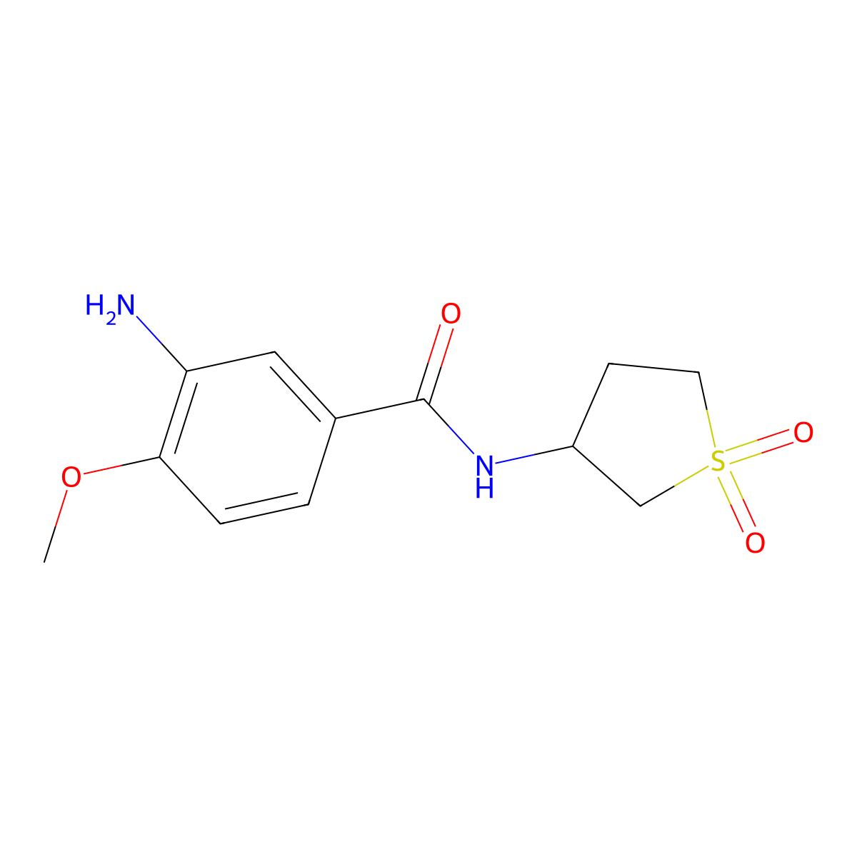 3-amino-N-(1,1-dioxo-1lambda6-thiolan-3-yl)-4-methoxybenzamide molecular structure, CAS 1016741-18-6