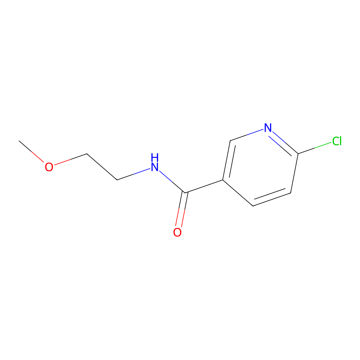 6-chloro-N-(2-methoxyethyl)pyridine-3-carboxamide molecular structure, CAS 1016741-22-2