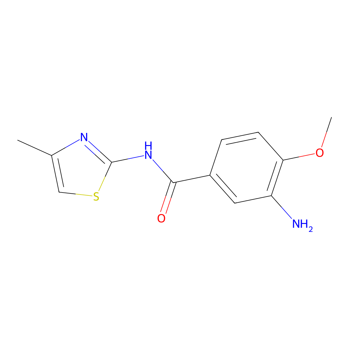 3-amino-4-methoxy-N-(4-methyl-1,3-thiazol-2-yl)benzamide molecular structure, CAS 1016741-33-5