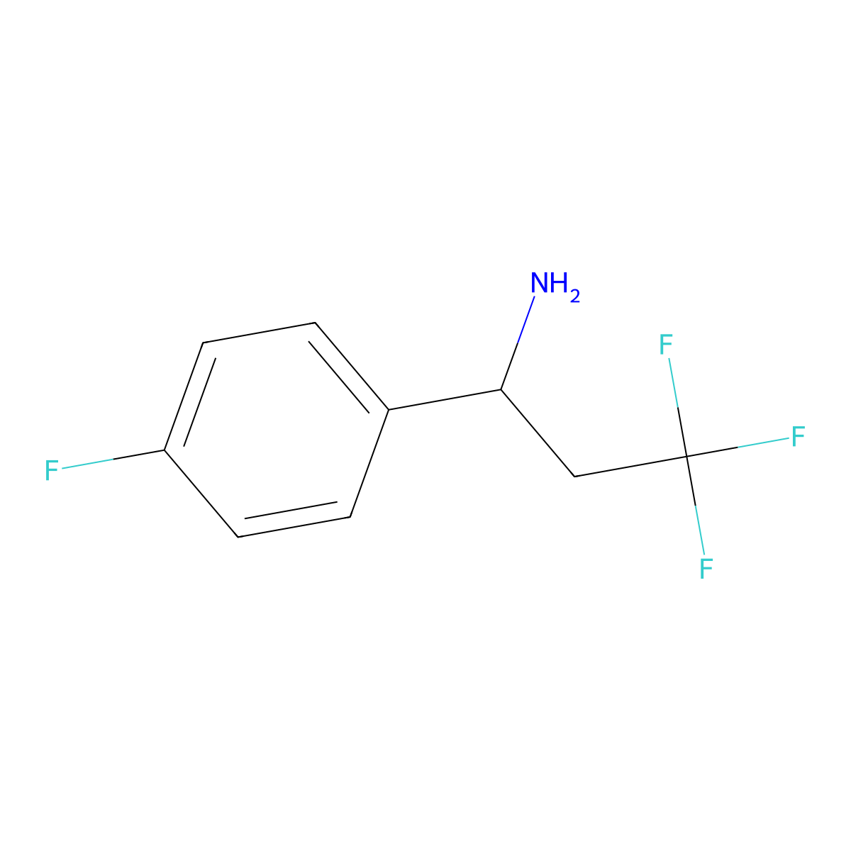 3,3,3-Trifluoro-1-(4-fluorophenyl)propan-1-amine molecular structure, CAS 1016742-86-1