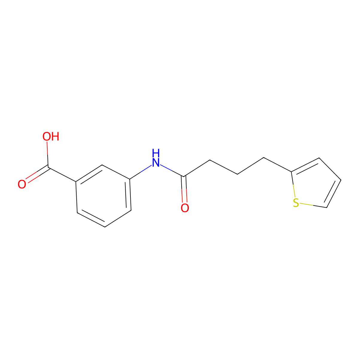 3-[4-(Thiophen-2-yl)butanamido]benzoic acid molecular structure, CAS 1016744-14-1
