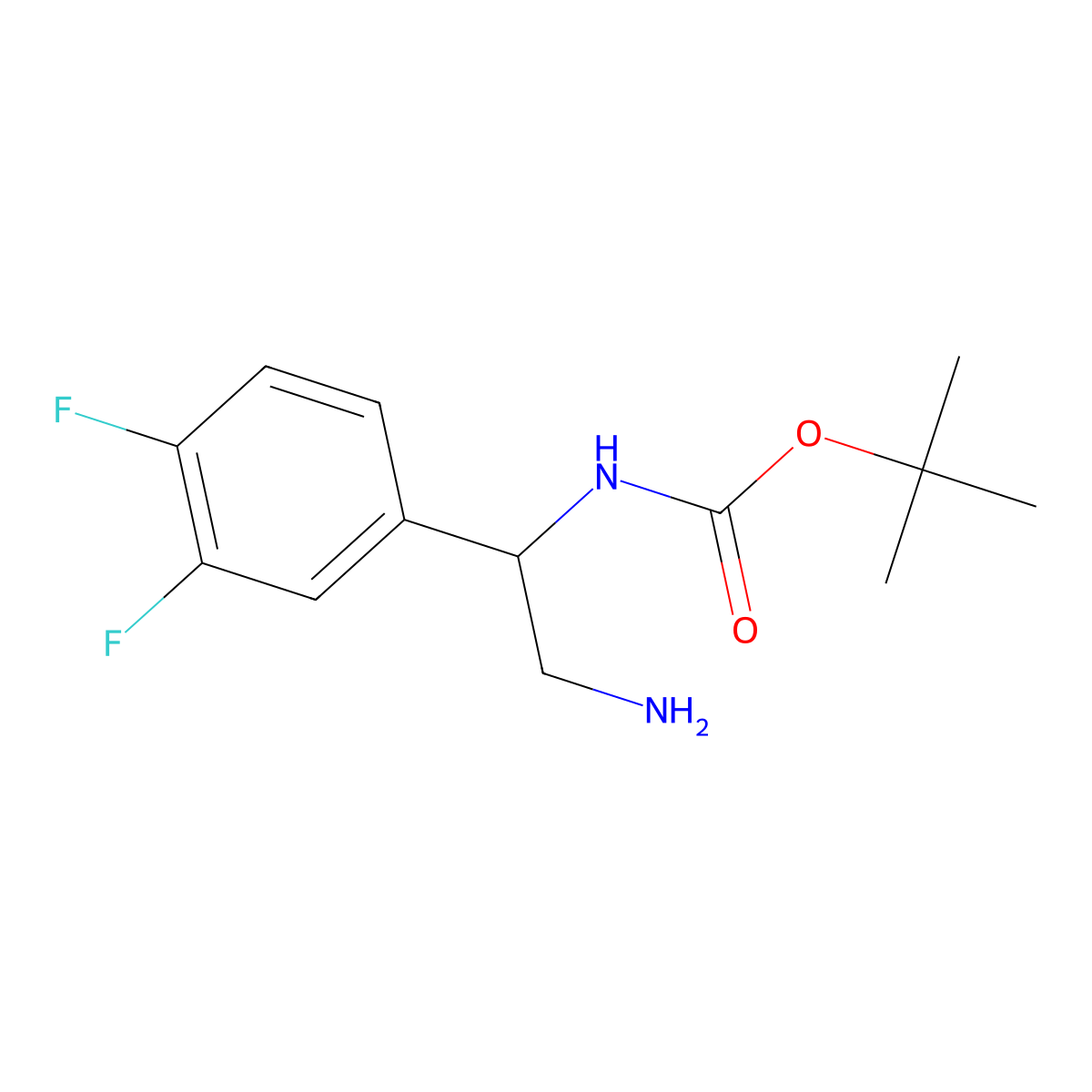 tert-butyl N-(2-amino-1-(3,4-difluorophenyl)ethyl)carbamate molecular structure, CAS 1016744-21-0