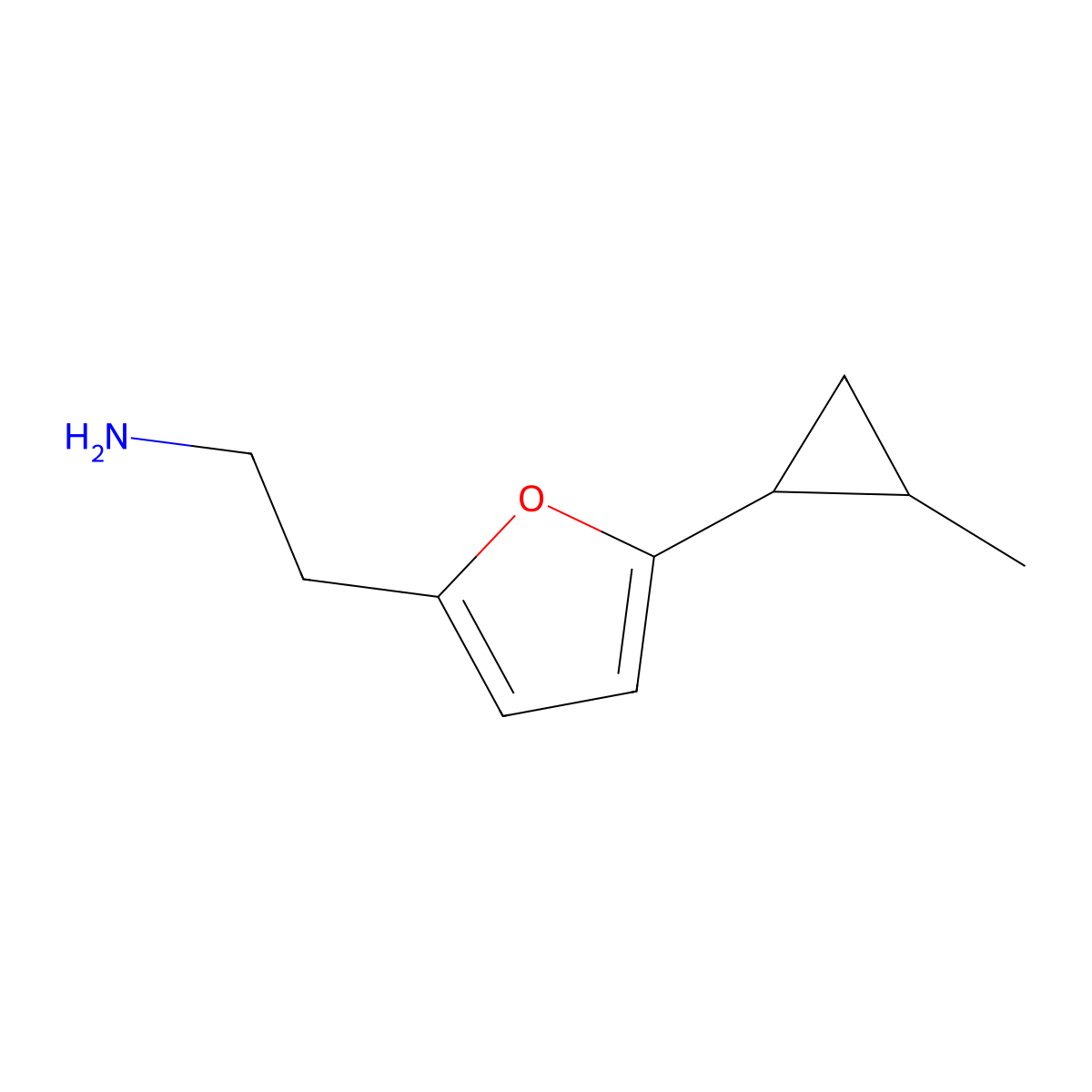 2-[5-(2-Methylcyclopropyl)furan-2-YL]ethan-1-amine molecular structure, CAS 1016744-35-6