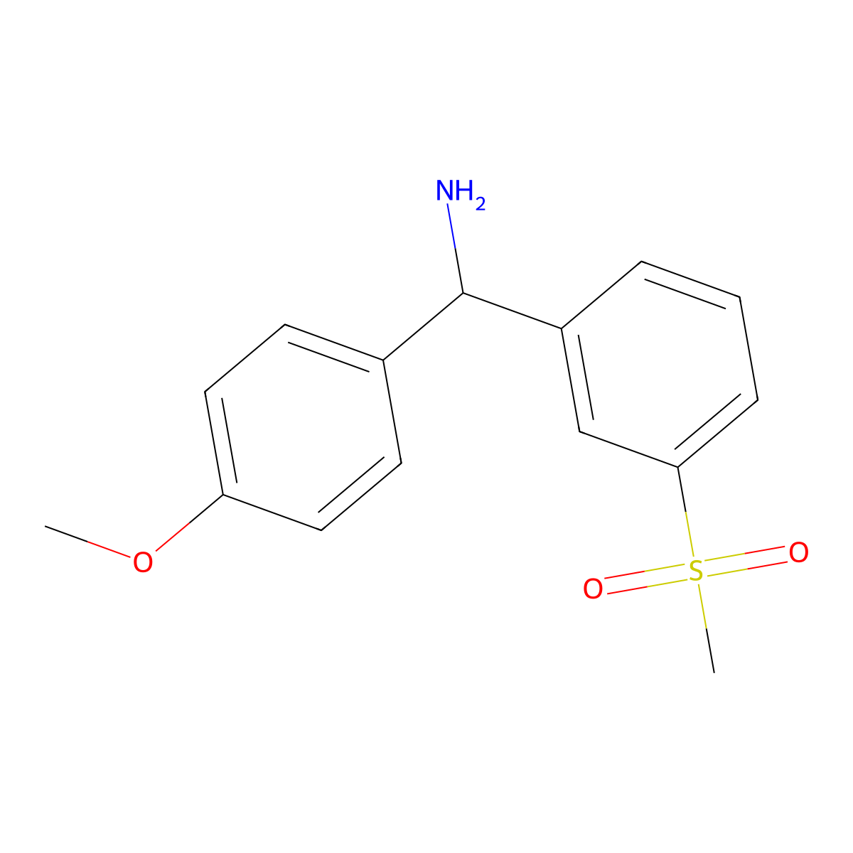 (3-Methanesulfonylphenyl)(4-methoxyphenyl)methanamine molecular structure, CAS 1016744-62-9